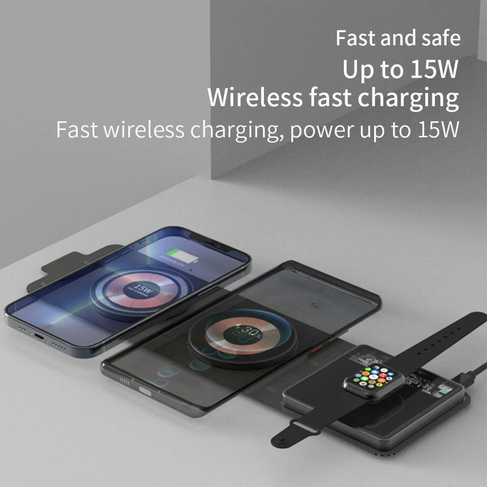 Wireless Charger Magnetic Foldable 3-Device 15W