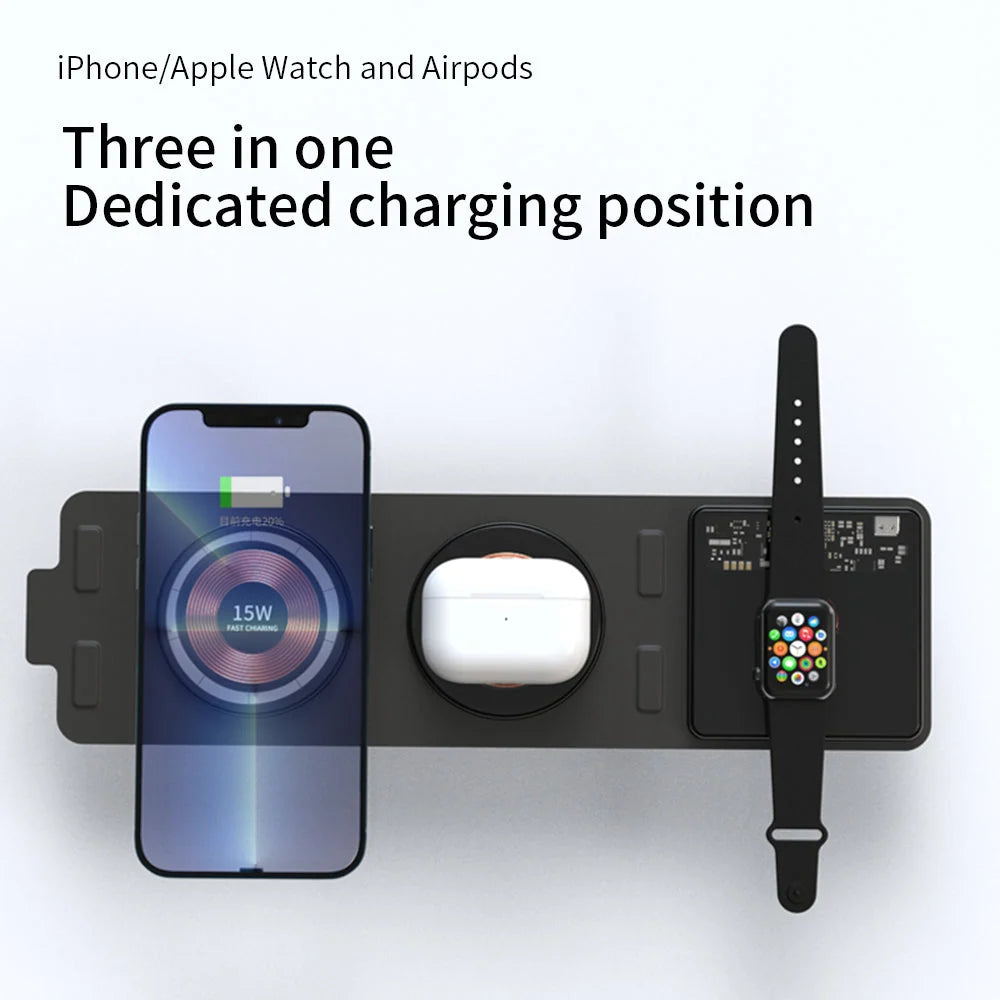 Wireless Charger Magnetic Foldable 3-Device 15W