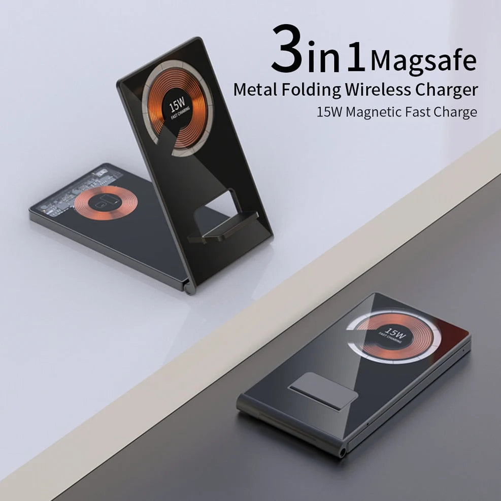 Wireless Charger Stand Foldable Magnetic Multi-Device 15W