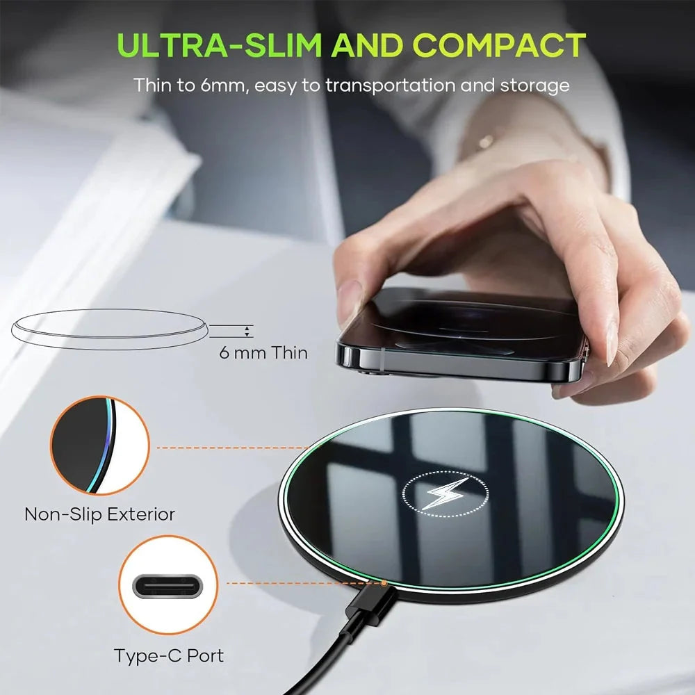 Wireless Charger Ultra-Thin 15W Fast Charging