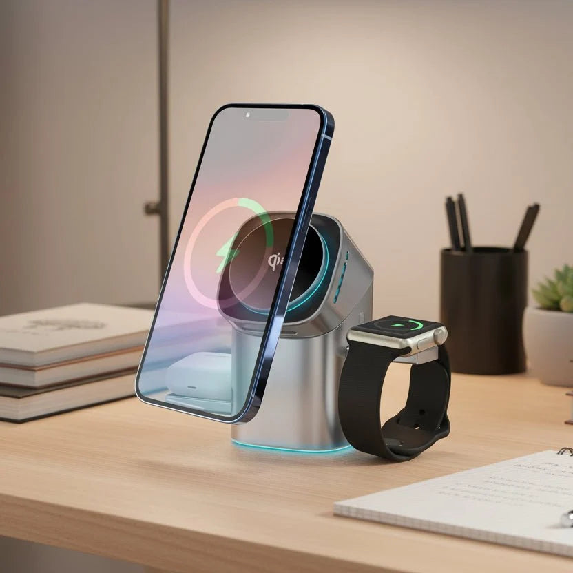 Wireless Charging Station 3-in-1 Rotating