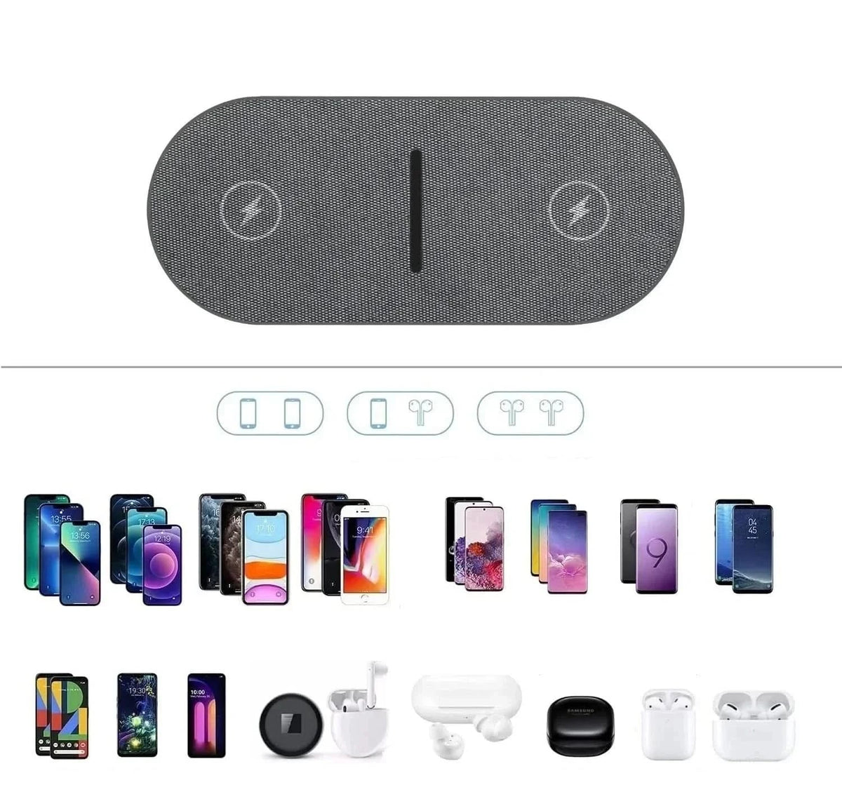 Wireless Charging Station Dual-Device Qi-Compatible 40W Overheat Protection
