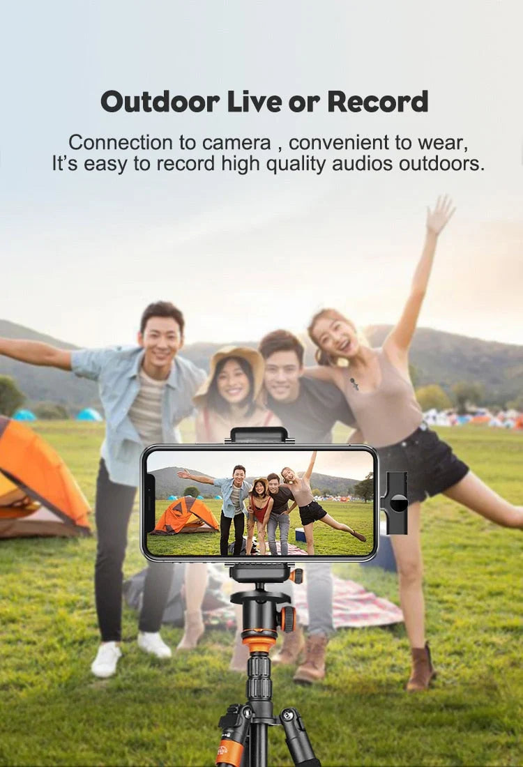 Wireless Microphone HD Audio 65.6 Ft Range App-Free Setup