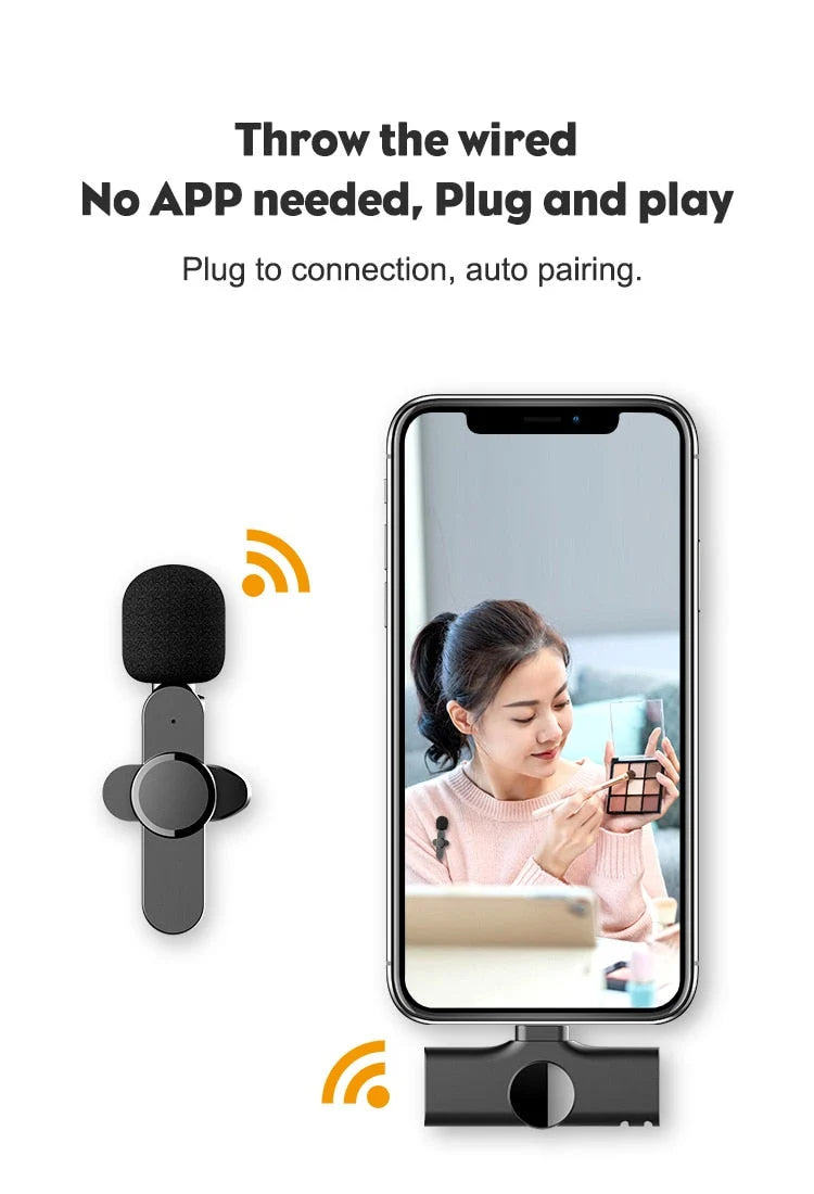 Wireless Microphone HD Audio 65.6 Ft Range App-Free Setup