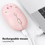 Wireless Mouse Cartoon Animal Silent Rechargeable USB-C