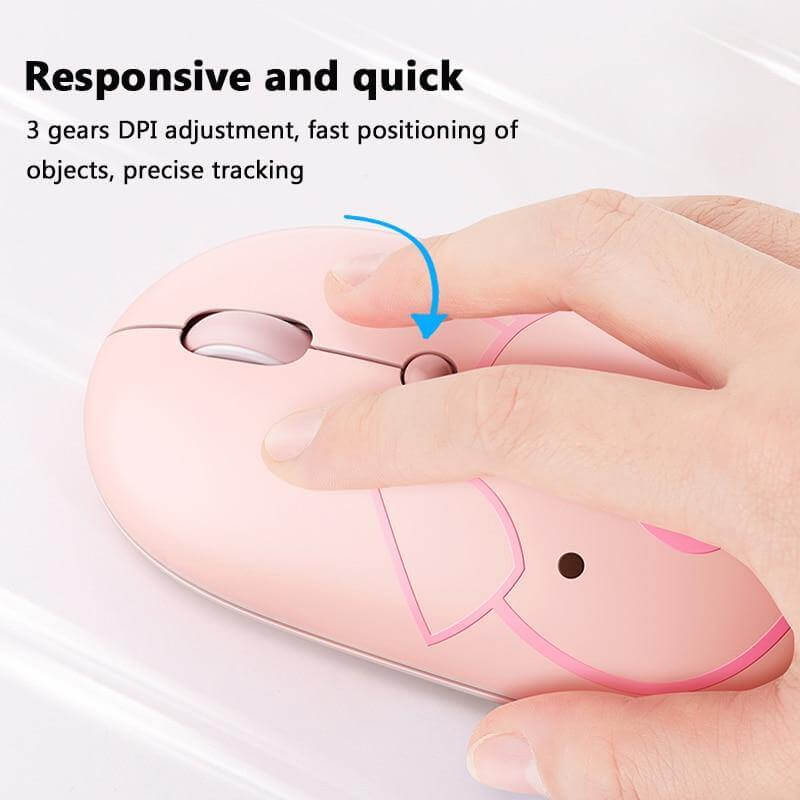 Wireless Mouse Cartoon Animal Silent Rechargeable USB-C