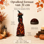 Witch Figurine Hand-Painted Leaf Details Handmade Autumn Decor