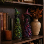 Witch Figurine Hand-Painted Leaf Details Handmade Autumn Decor