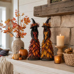 Witch Figurine Hand-Painted Leaf Details Handmade Autumn Decor