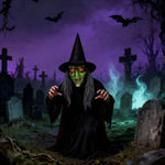 Witch Mask Glowing Eyes With Attached Hat Hair & Glasses