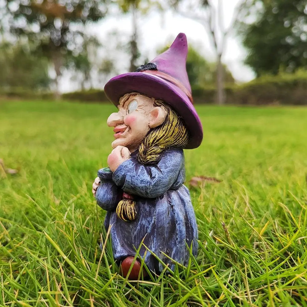 Witch Statue Waterproof Resin Crystal Ball Design Indoor & Outdoor Decor