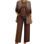 Women's 3-Piece Outfit Set Printed Cardigan Relaxed Trousers