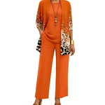 Women's 3-Piece Outfit Set Printed Cardigan Relaxed Trousers