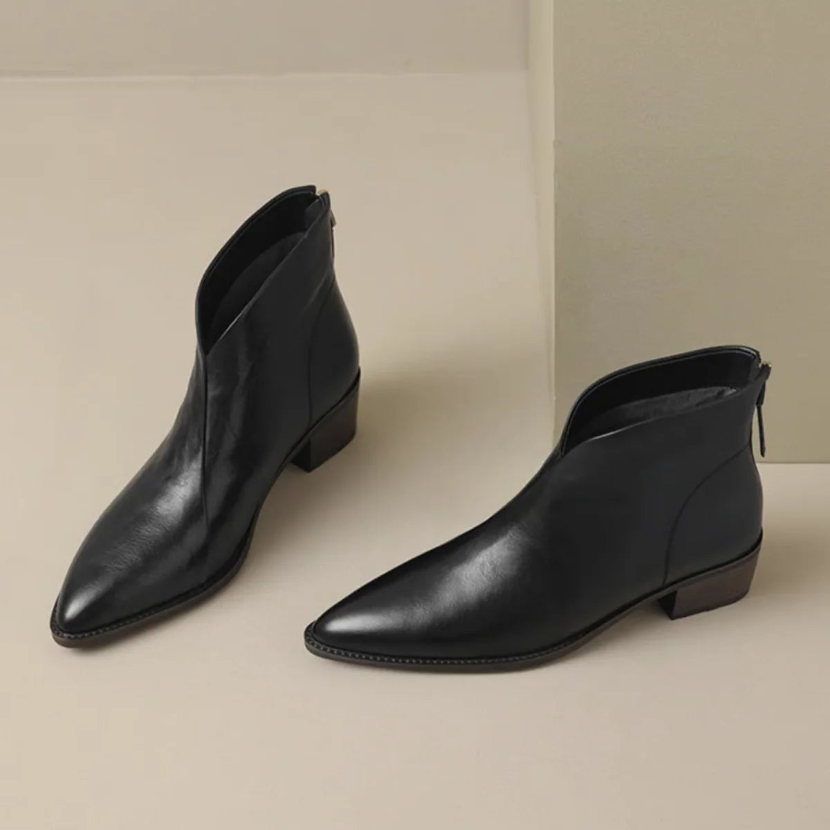 Women's Ankle Boots Back Zip Cushioned Insole Low Heel