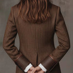 Women's Blazer Herringbone Paisley Lapels Contrast Piping