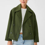 Women's Coat Double-Breasted Cropped Lightweight