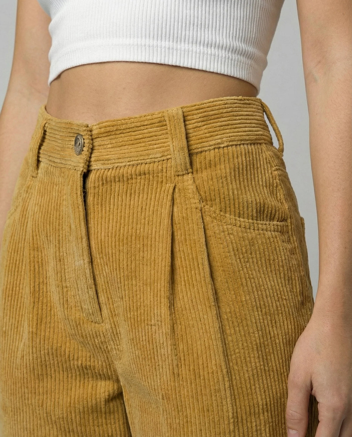 Women's Corduroy Trousers Relaxed Fit Elastic High Waist
