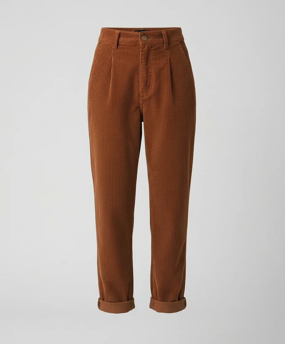Women's Corduroy Trousers Relaxed Fit Elastic High Waist