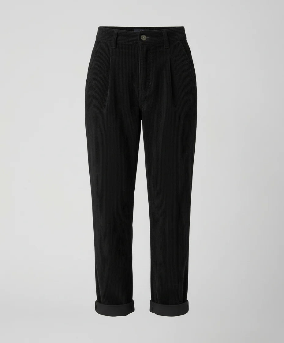 Women's Corduroy Trousers Relaxed Fit Elastic High Waist