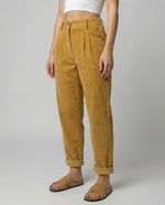 Women's Corduroy Trousers Relaxed Fit Elastic High Waist