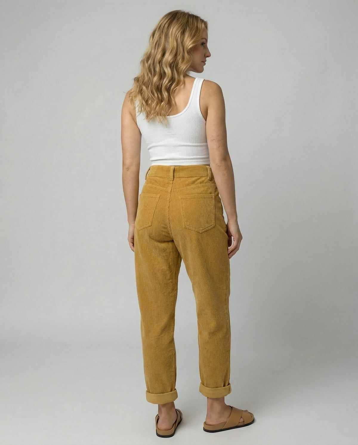 Women's Corduroy Trousers Relaxed Fit Elastic High Waist