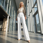 Women's Dress Pants High-Waist Straight-Leg Wrinkle-Resistant Polyester