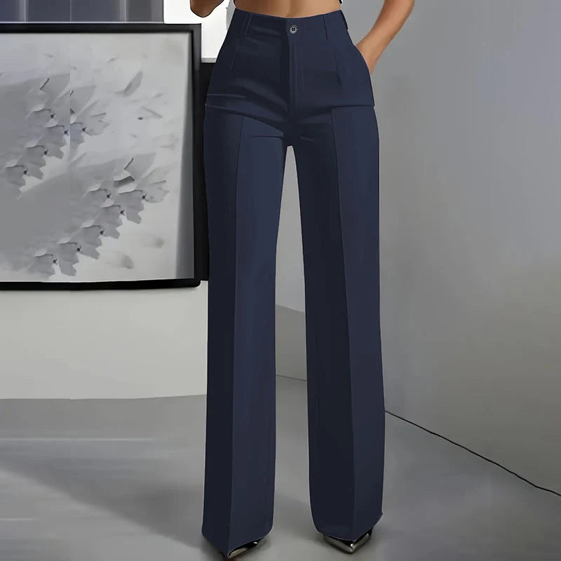 Women's Dress Pants High-Waist Straight-Leg Wrinkle-Resistant Polyester