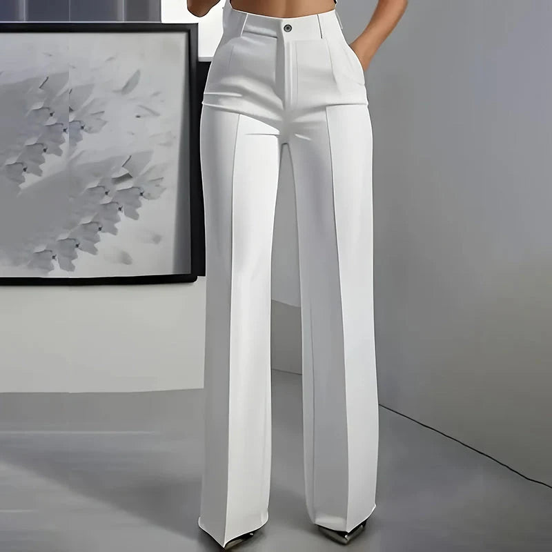 Women's Dress Pants High-Waist Straight-Leg Wrinkle-Resistant Polyester