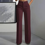 Women's Dress Pants High-Waist Straight-Leg Wrinkle-Resistant Polyester