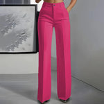 Women's Dress Pants High-Waist Straight-Leg Wrinkle-Resistant Polyester