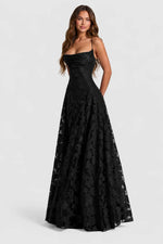 Women's Dress Raised 3D Floral Lace A-Line Midi Maxi Adjustable Straps