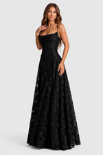 Women's Dress Raised 3D Floral Lace A-Line Midi Maxi Adjustable Straps