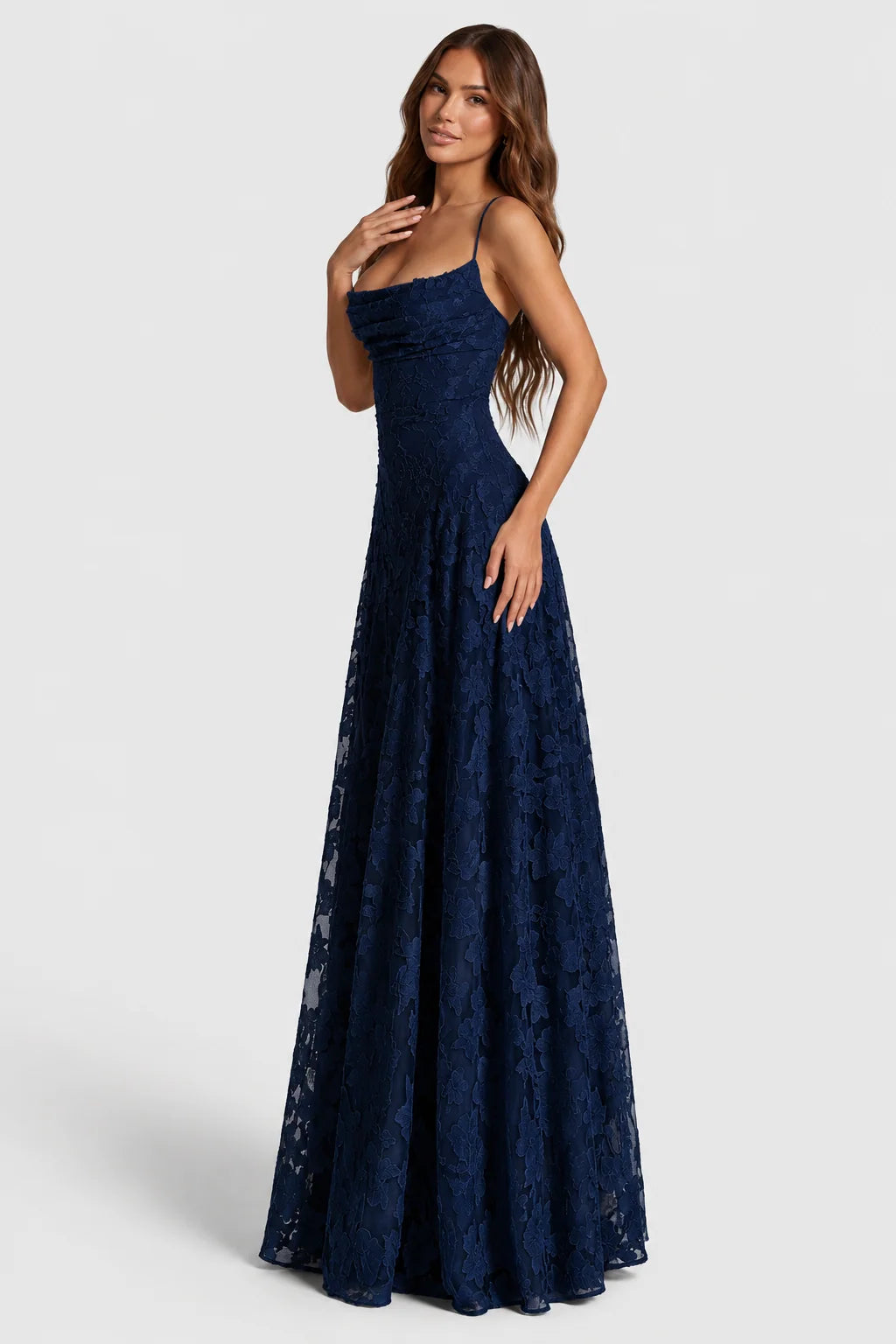 Women's Dress Raised 3D Floral Lace A-Line Midi Maxi Adjustable Straps