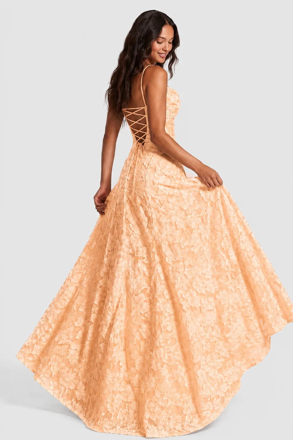 Women's Dress Raised 3D Floral Lace A-Line Midi Maxi Adjustable Straps