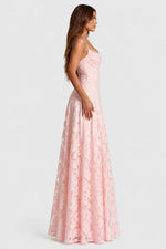 Women's Dress Raised 3D Floral Lace A-Line Midi Maxi Adjustable Straps