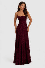 Women's Dress Raised 3D Floral Lace A-Line Midi Maxi Adjustable Straps