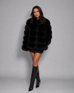Women's Faux Fur Jacket Soft Warm Tailored Fit