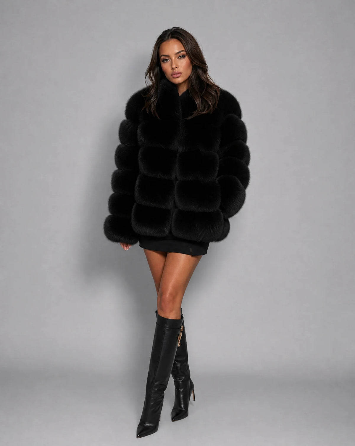 Women's Faux Fur Jacket Soft Warm Tailored Fit
