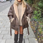Women's Jacket Oversized Double-Button Warm Lining Side Pockets