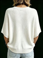Women’s Knit Top Loose Fit Batwing Sleeves Crew Neck
