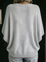 Women’s Knit Top Loose Fit Batwing Sleeves Crew Neck