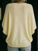 Women’s Knit Top Loose Fit Batwing Sleeves Crew Neck