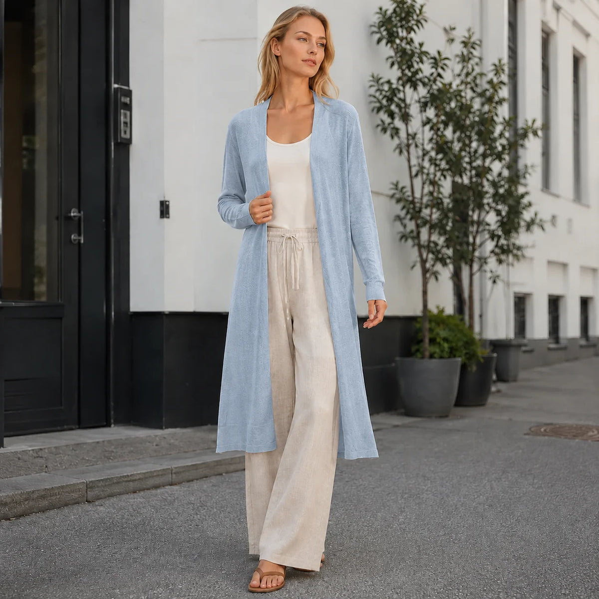 Women's Long Cardigan Relaxed Fit Lightweight Layering