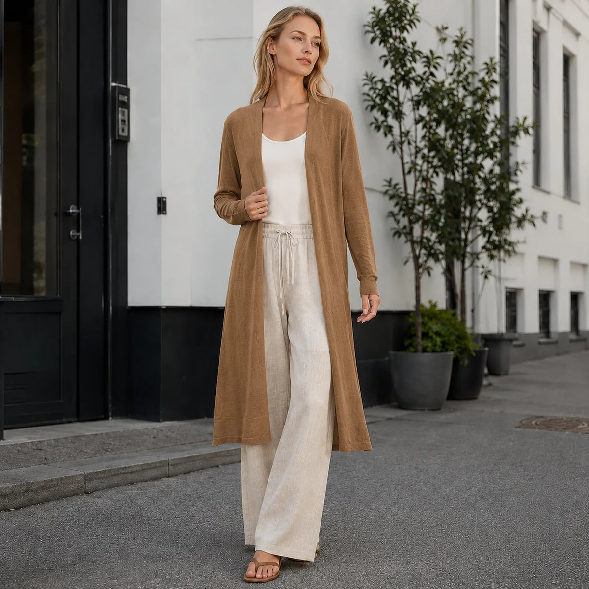 Women's Long Cardigan Relaxed Fit Lightweight Layering
