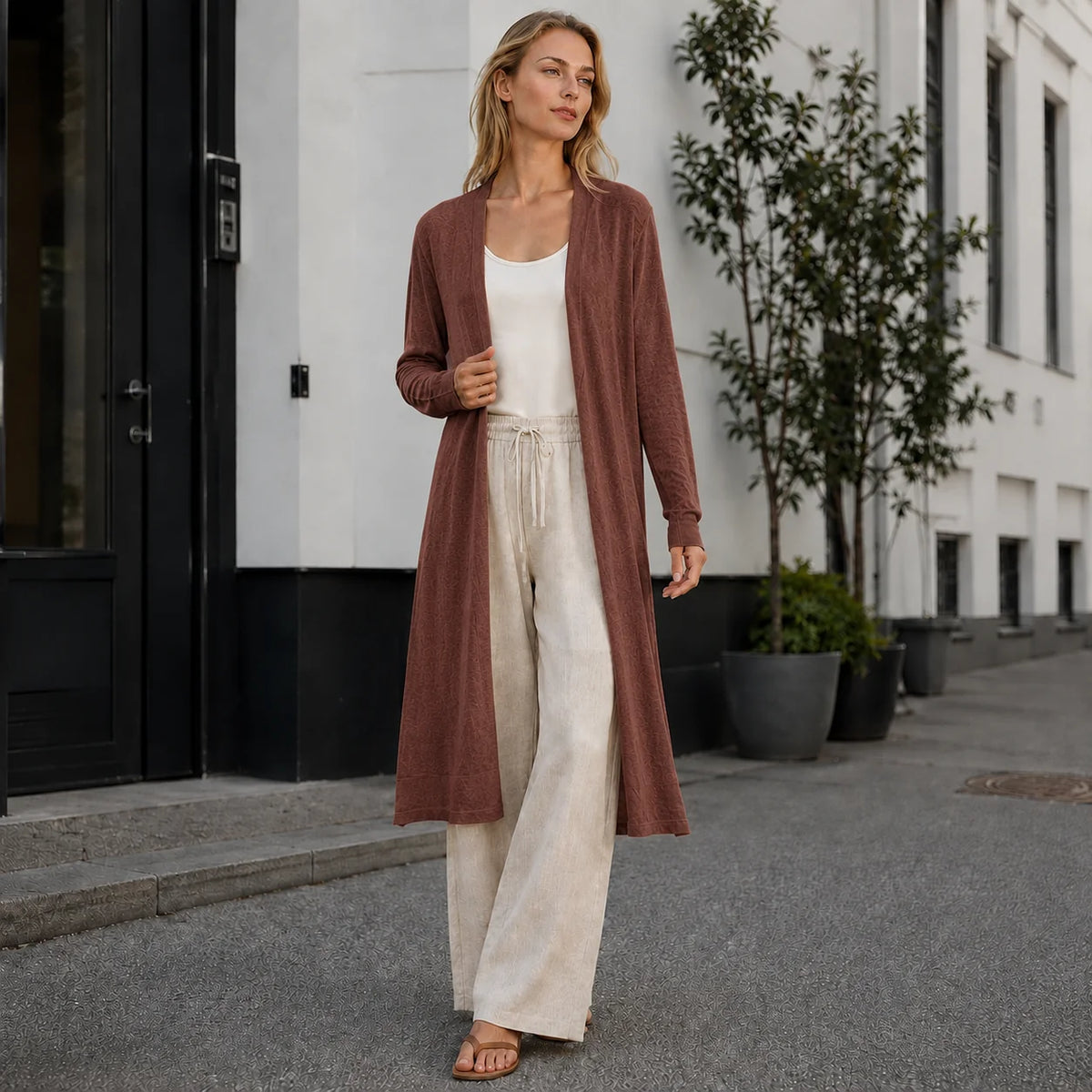 Women's Long Cardigan Relaxed Fit Lightweight Layering