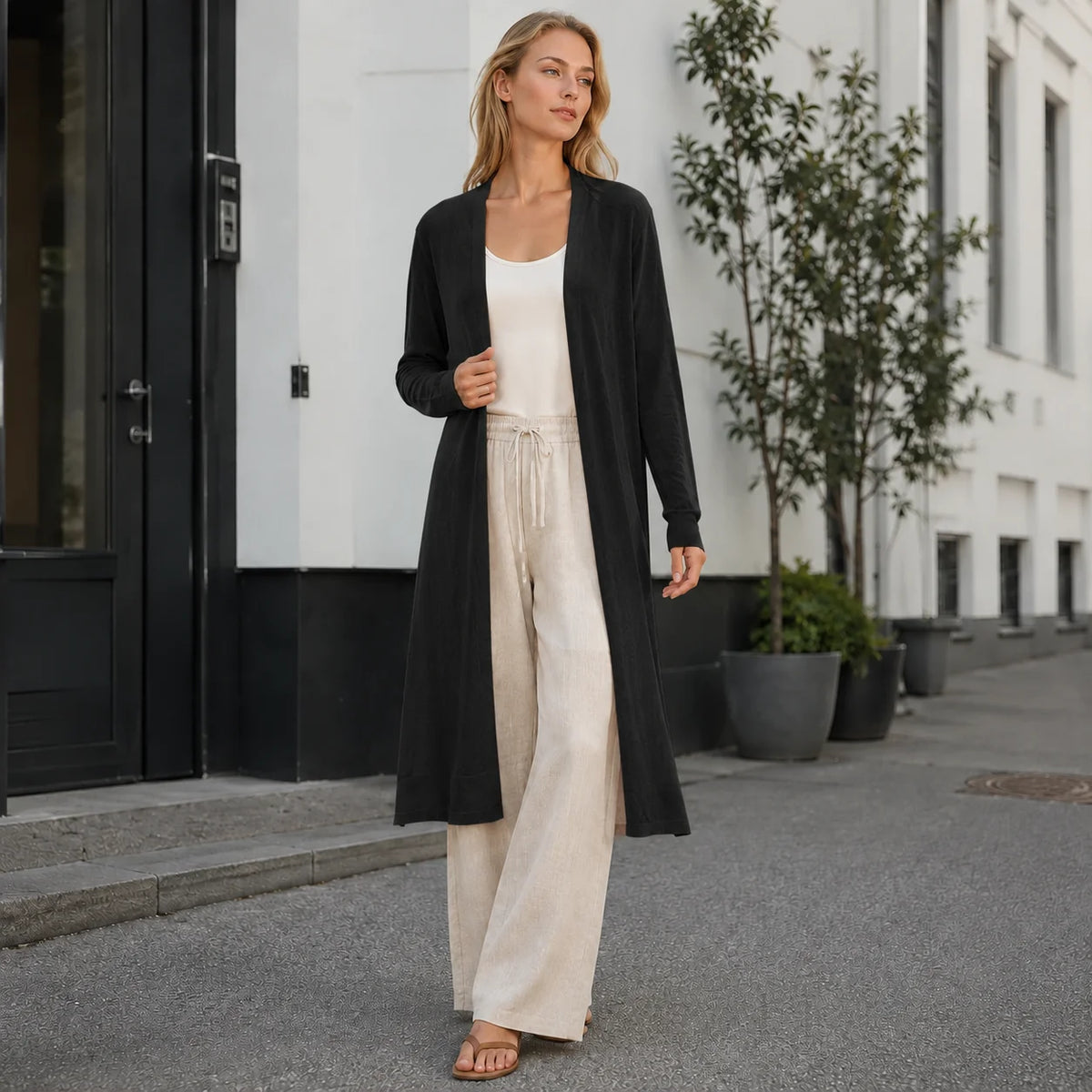 Women's Long Cardigan Relaxed Fit Lightweight Layering