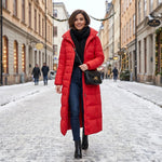 Women's Long Puffer Coat Quilted Faux Fur Hood Belted Waist