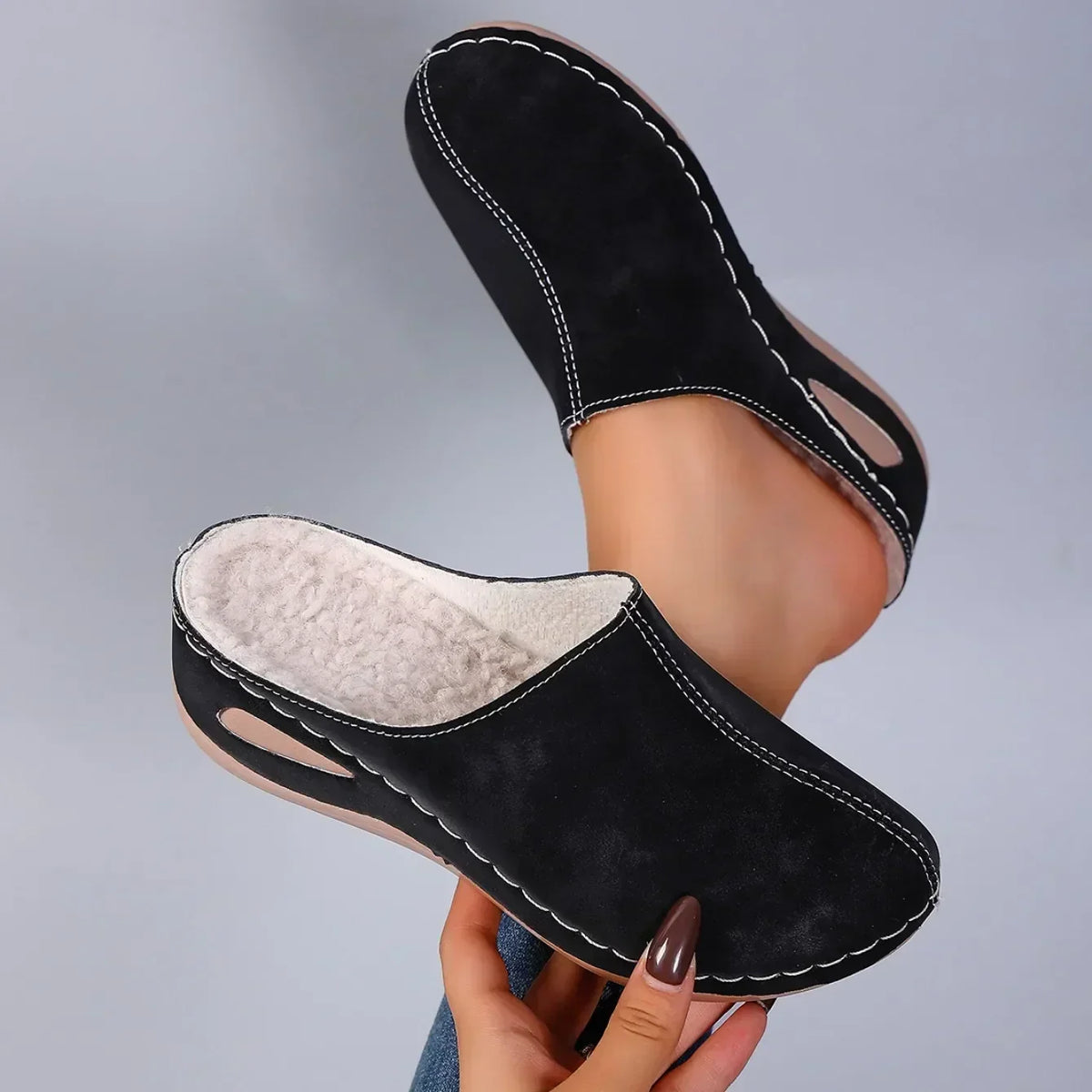 Women's Orthopedic Slippers Fleece-Lined Non-Slip Sole