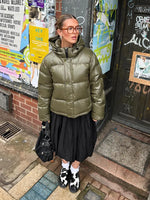 Women's Puffer Jacket Cropped Water-Repellent Fixed Hood