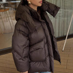 Women's Quilted Jacket Oversized Fit Water-Repellent High Shawl Collar